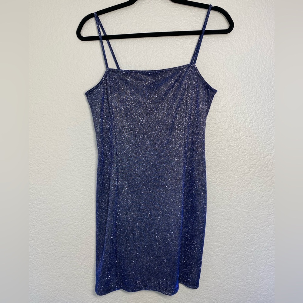 H&M Glittering/reflective Blue Mini Dress